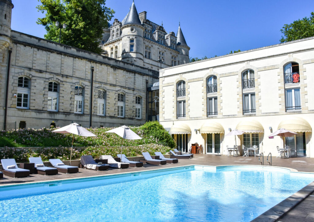 The Château de Mirambeau photographed for a hotel review between Cognac and Bordeaux